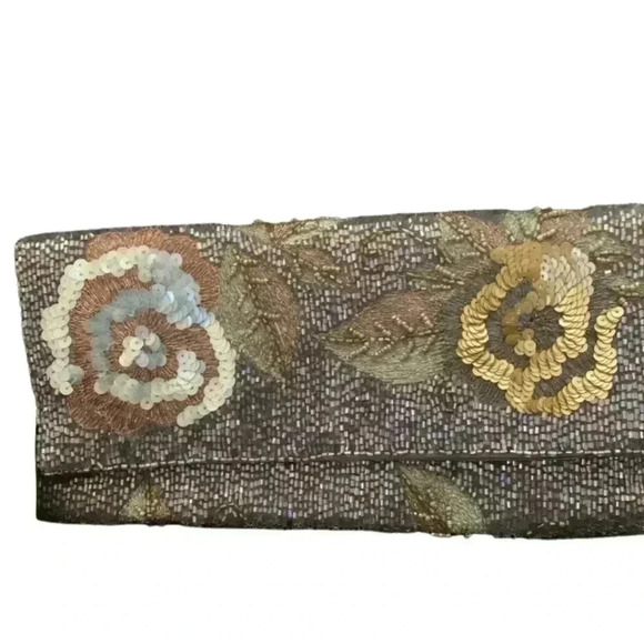 Accessorize Handbags - Accessorize Blue Beaded Small Floral Clutch Purse